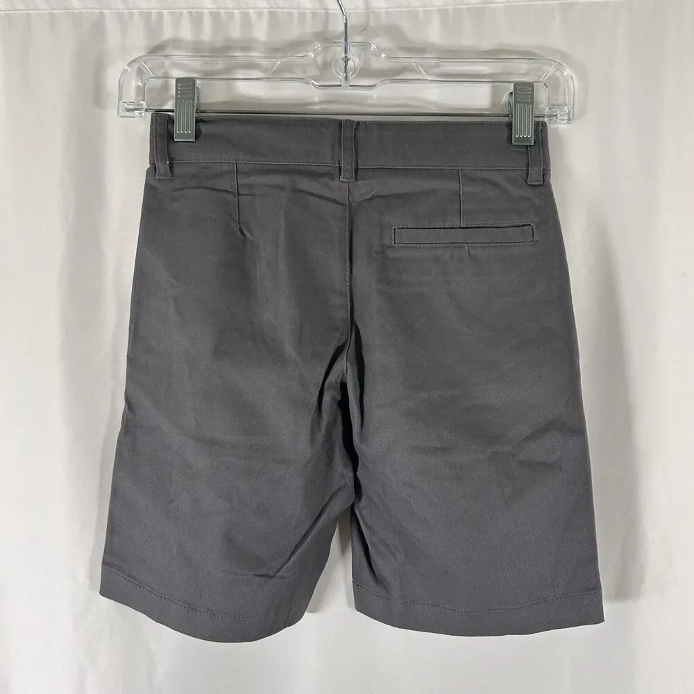 New Old Navy Chino Shorts Boys 8 Grey Slim Built-In Flex Pockets Cotton Blend